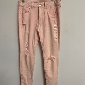 American Eagle Distressed Pink Jeans
